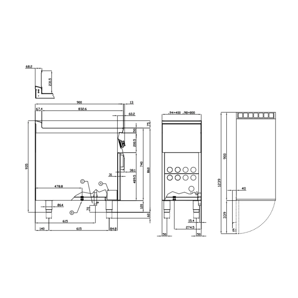 LOTUS Gas Fryer with Neutral Cabinet 25+25 Litre Tanks