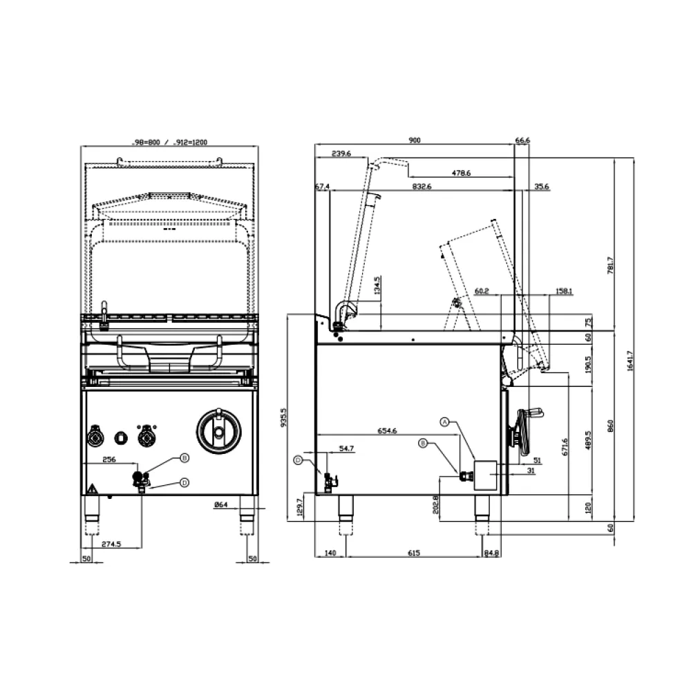 LOTUS Electric Deep Bratt Pan 120 L with Manual Tilt