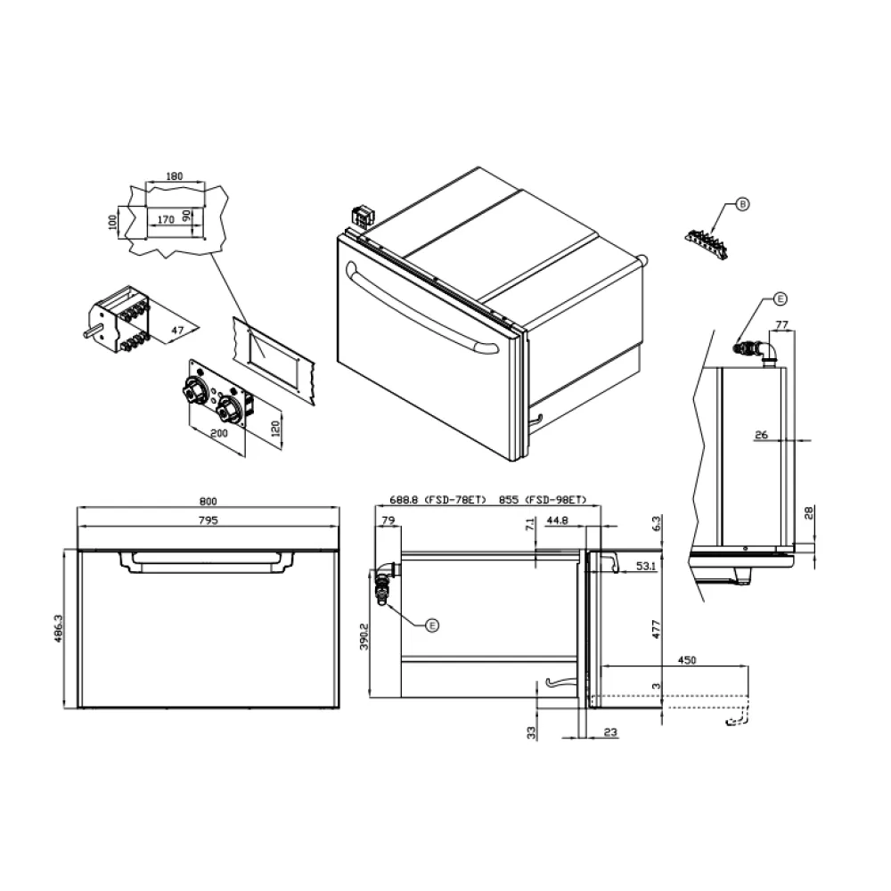 LOTUS Electric Drop-In Oven 70 MARINE FSD-78ETX