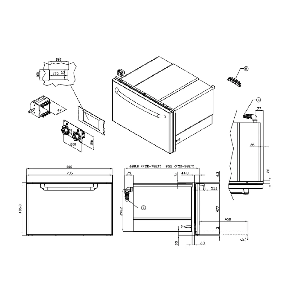 LOTUS Electric Drop-In Oven 90 MARINE FSD-98ETX