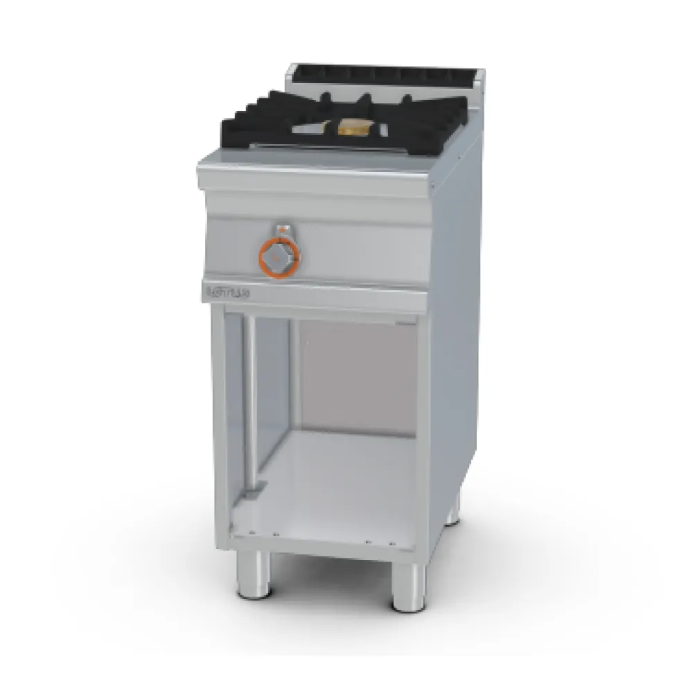 LOTUS Gas Range PC1-74G on Open Stainless Steel Cabinet