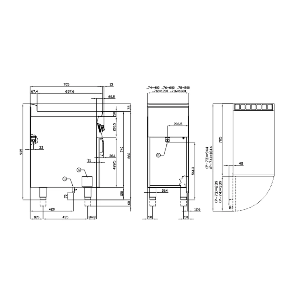 LOTUS Gas Range on Open Cabinet PC2-78G