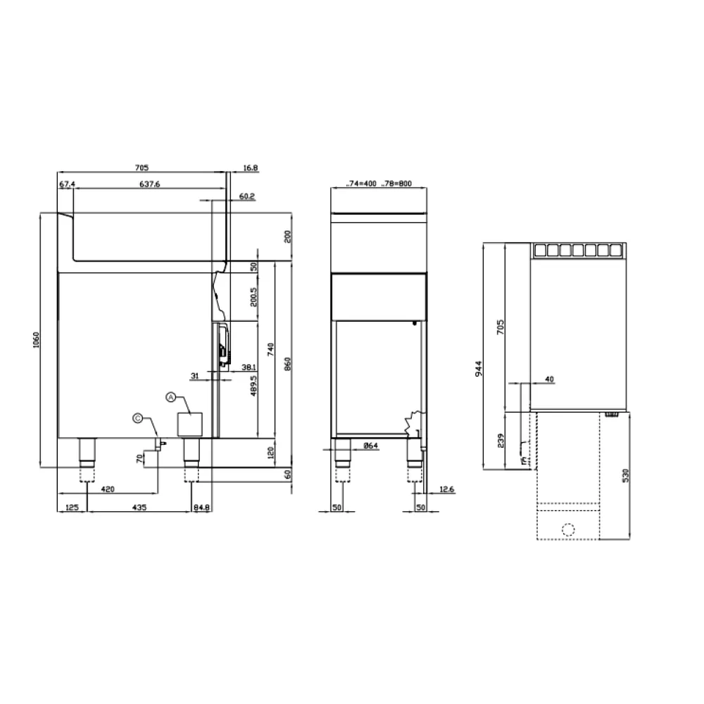 LOTUS Gas Fryer with Neutral Cabinet 13 Litre F13-74G