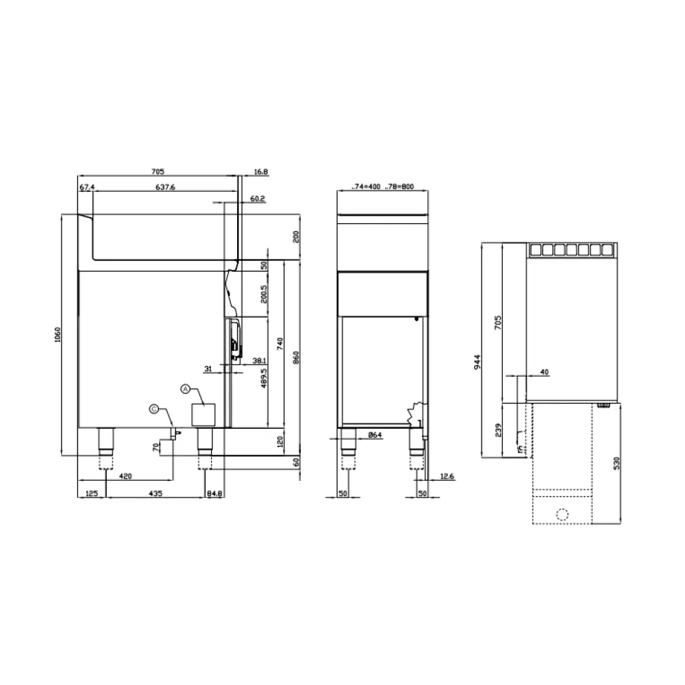 LOTUS Gas Fryer with Neutral Cabinet 18 Litre F18-74G