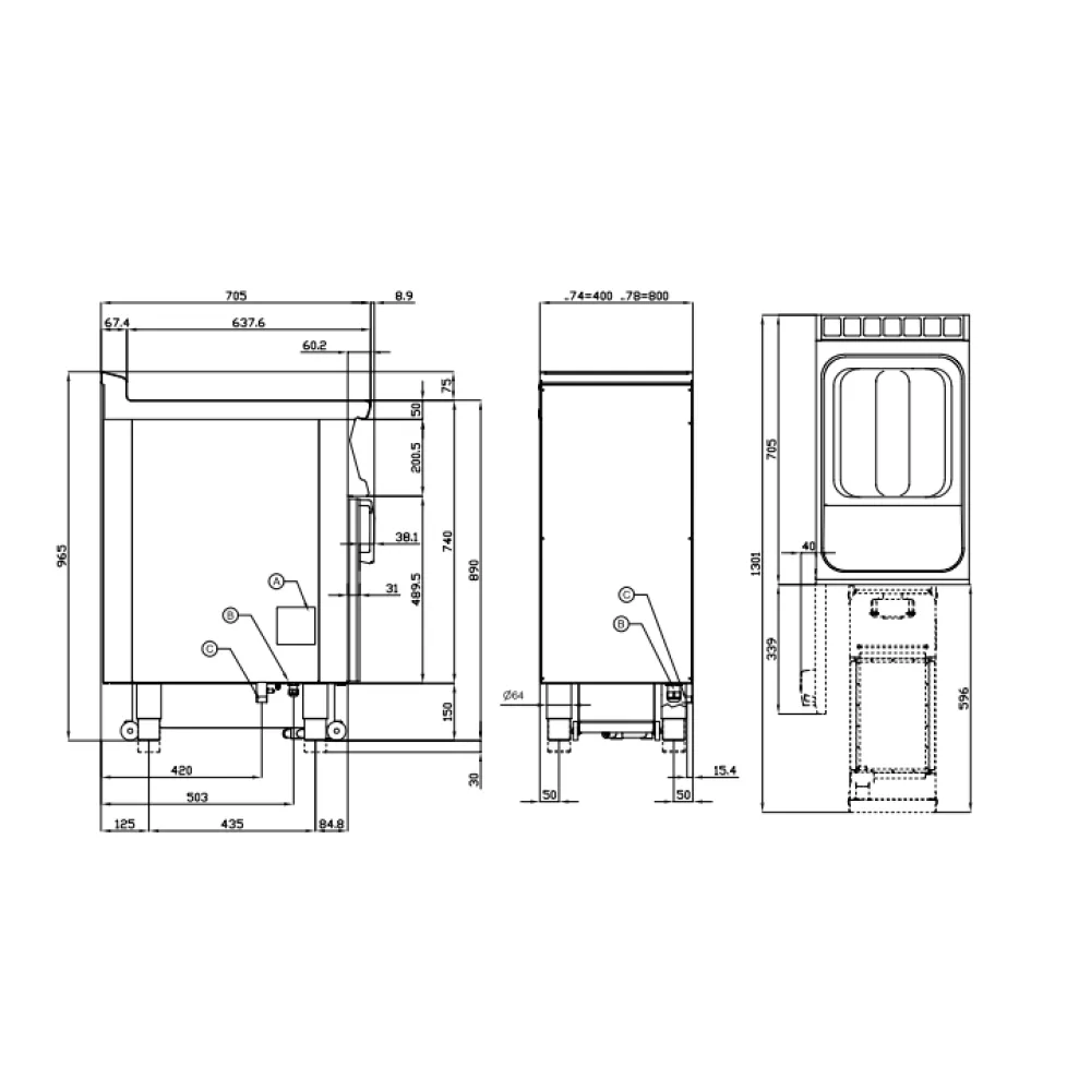 LOTUS Gas Fryer with Neutral Cabinet & TouchScreen 18 L 0832A450