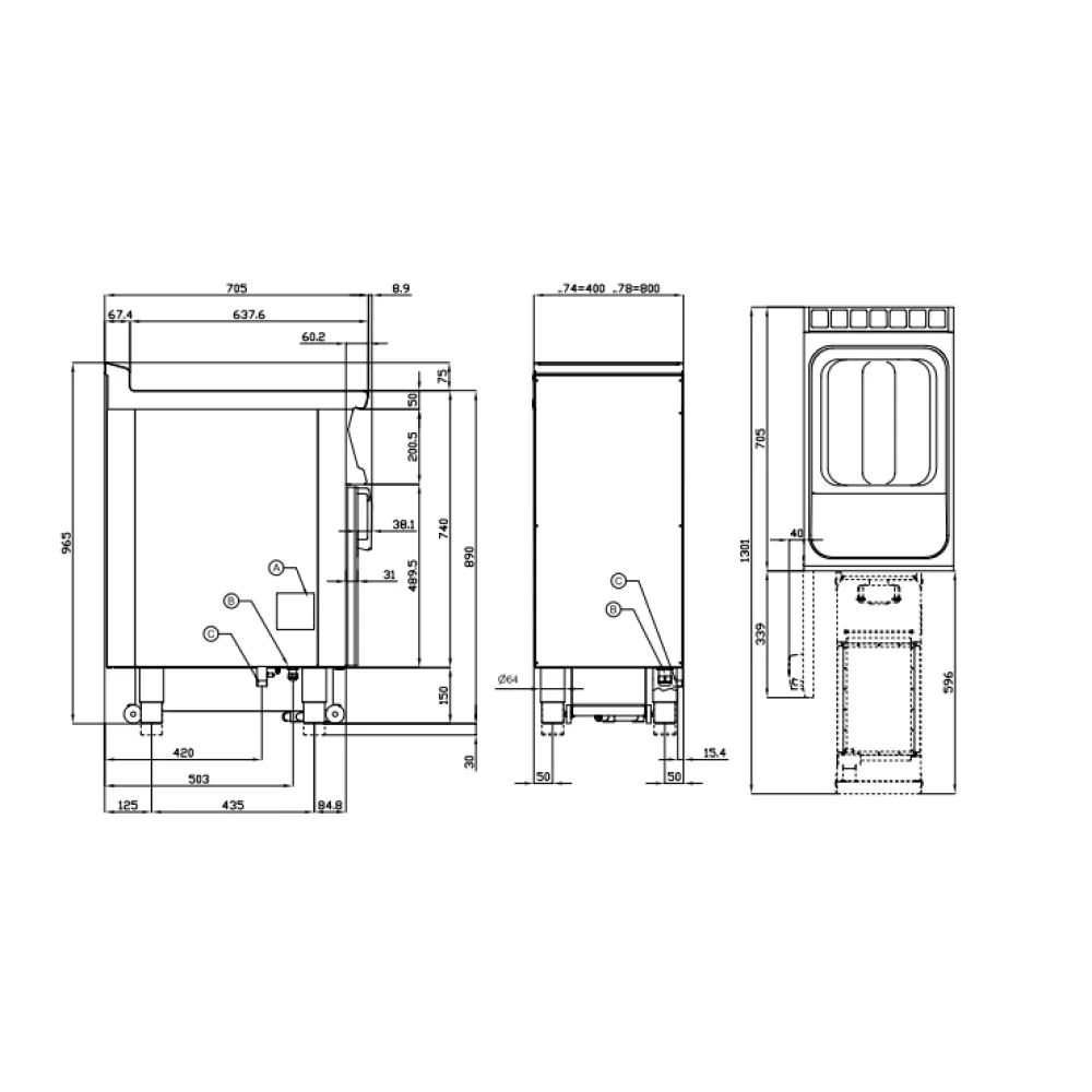 LOTUS Gas Fryer with Neutral Cabinet & TouchScreen 18+18 L, 36 kW